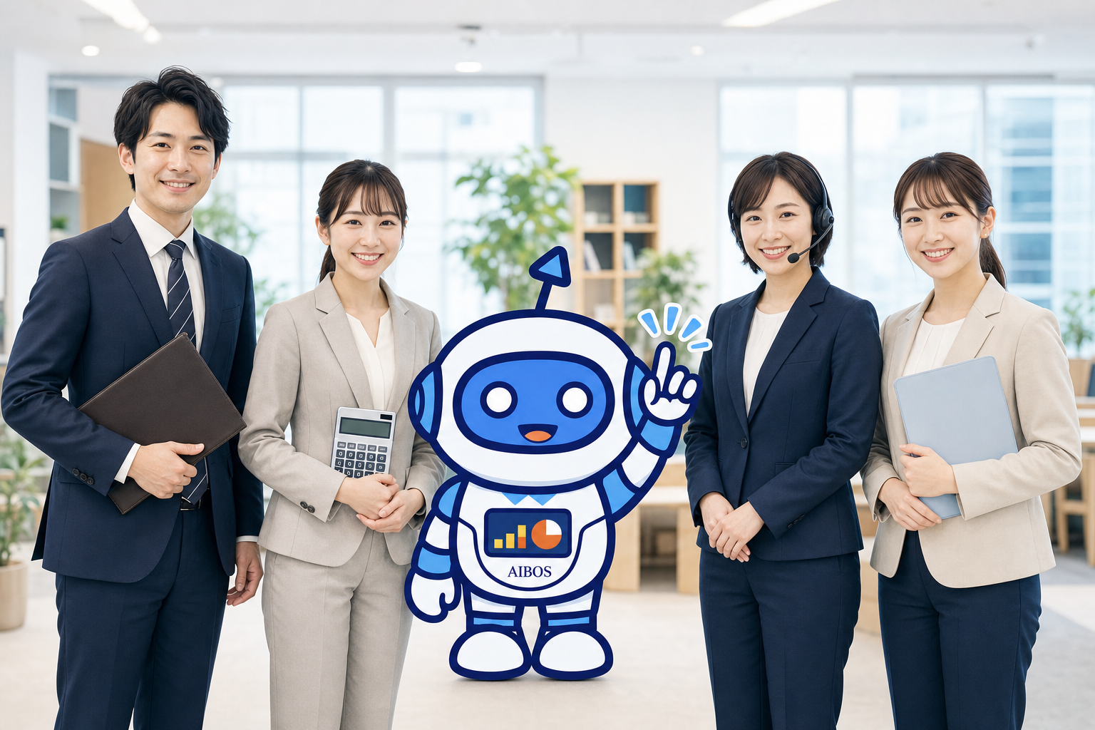 AIBOSのAIロボットと税理士、申告書作成、カスタマーサポート、導入サポートのチーム